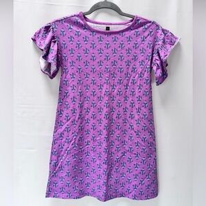 Tea Collection Purple Kids Dress with Ruffled Sleeves